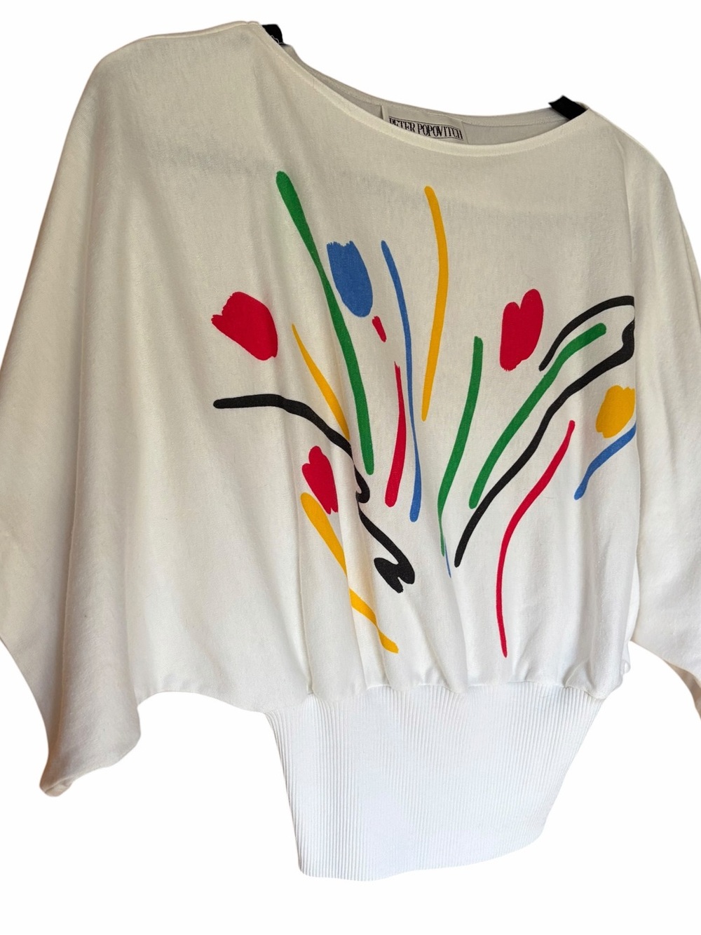Vintage 90’s Abstract Floral Batwing Top - Picture 2 of 9